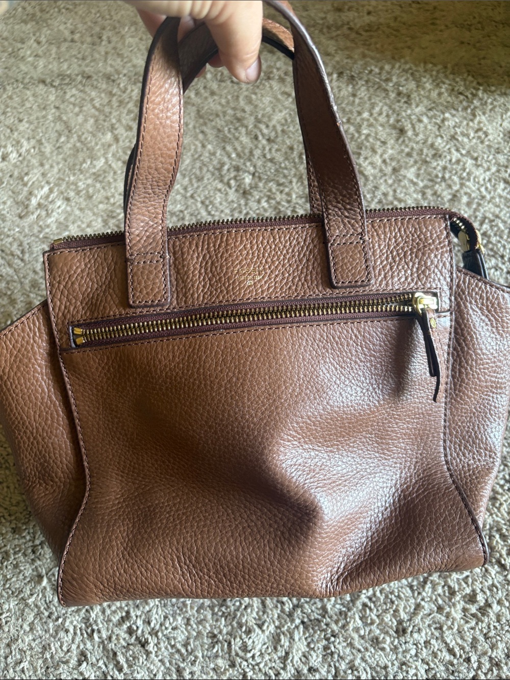 Fossil Tessa satchel Chestnut Brown Pebbled Leather Shoulder Bag - Picture 4 of 16
